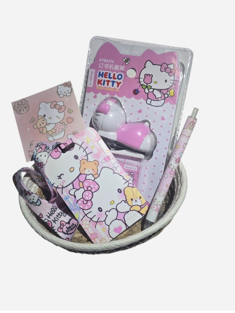 Hello Kitty Kawaii Stationary Set w/ ID Badge Holder & Matching Lanyard NEW